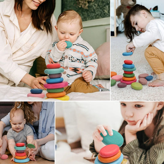 Galets de Bois à empiler pour Bébé , plusieurs coloris disponible !