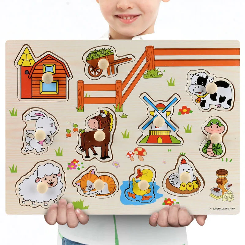 Puzzle enfant premier âge en bois éducatif.