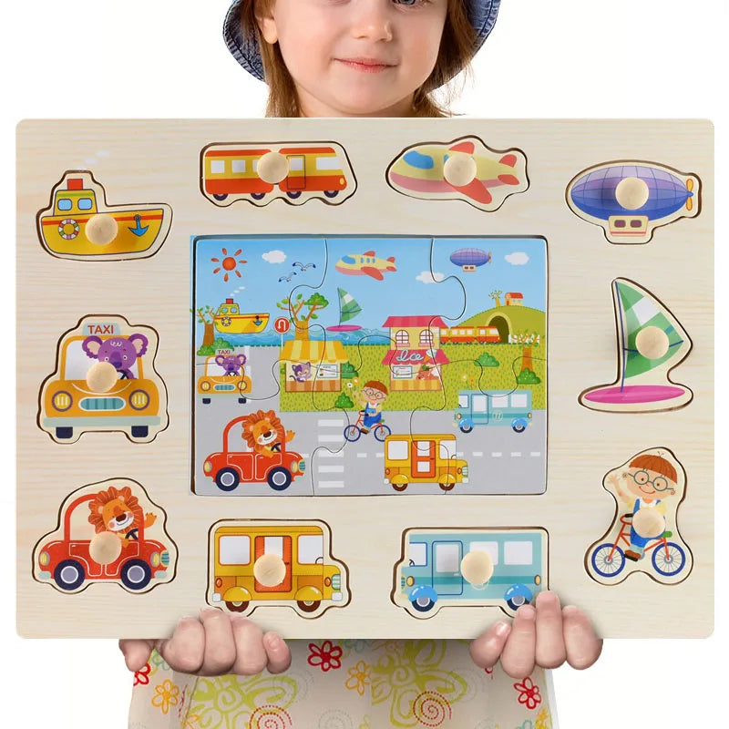 Puzzle enfant premier âge en bois éducatif.