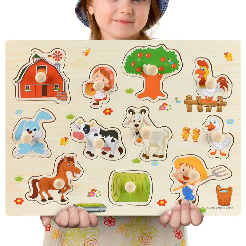 Puzzle enfant premier âge en bois éducatif.