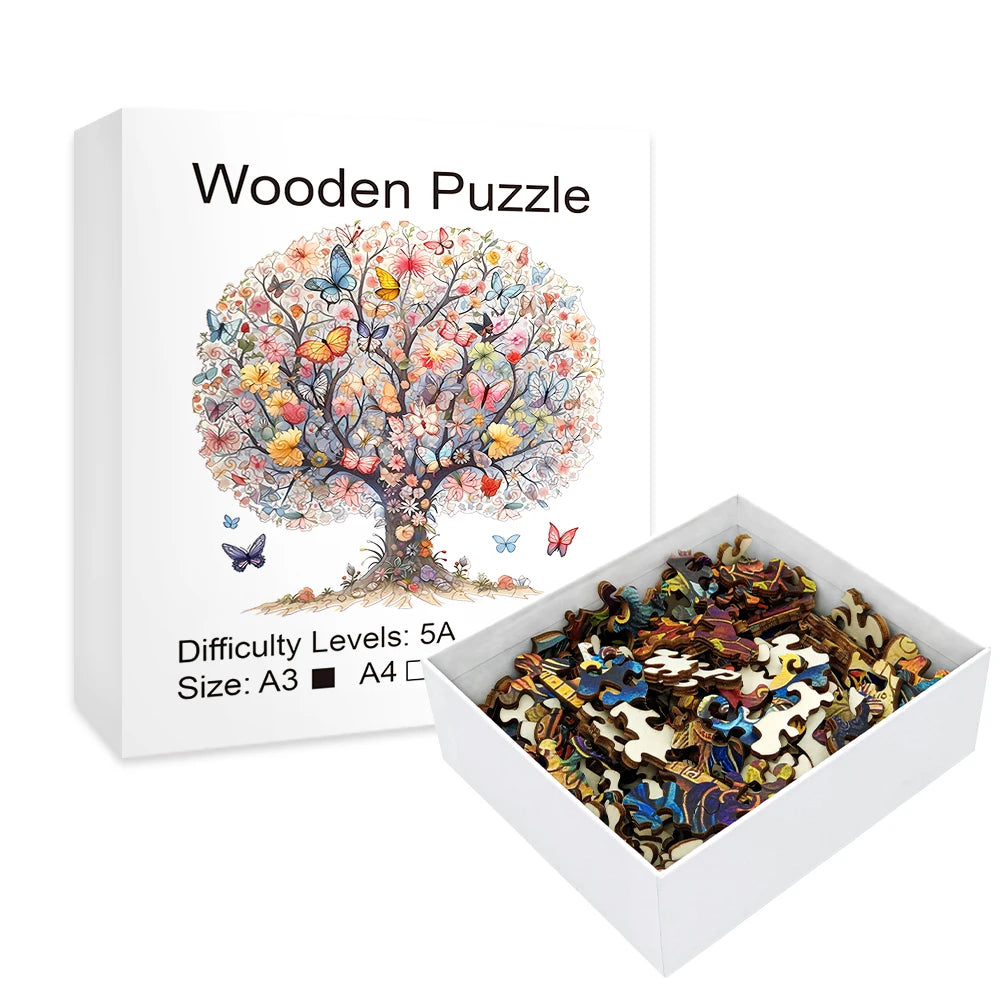 Puzzle Adulte, Arbre en Bois fragmenté de qualité pour collection ou décoration format A3