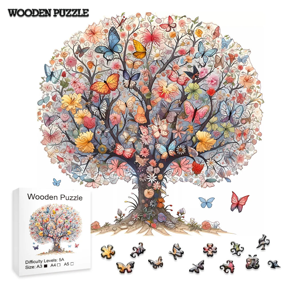 Puzzle Adulte, Arbre en Bois fragmenté de qualité pour collection ou décoration format A3