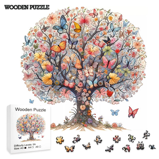 Puzzle Adulte, Arbre en Bois fragmenté de qualité pour collection ou décoration format A3