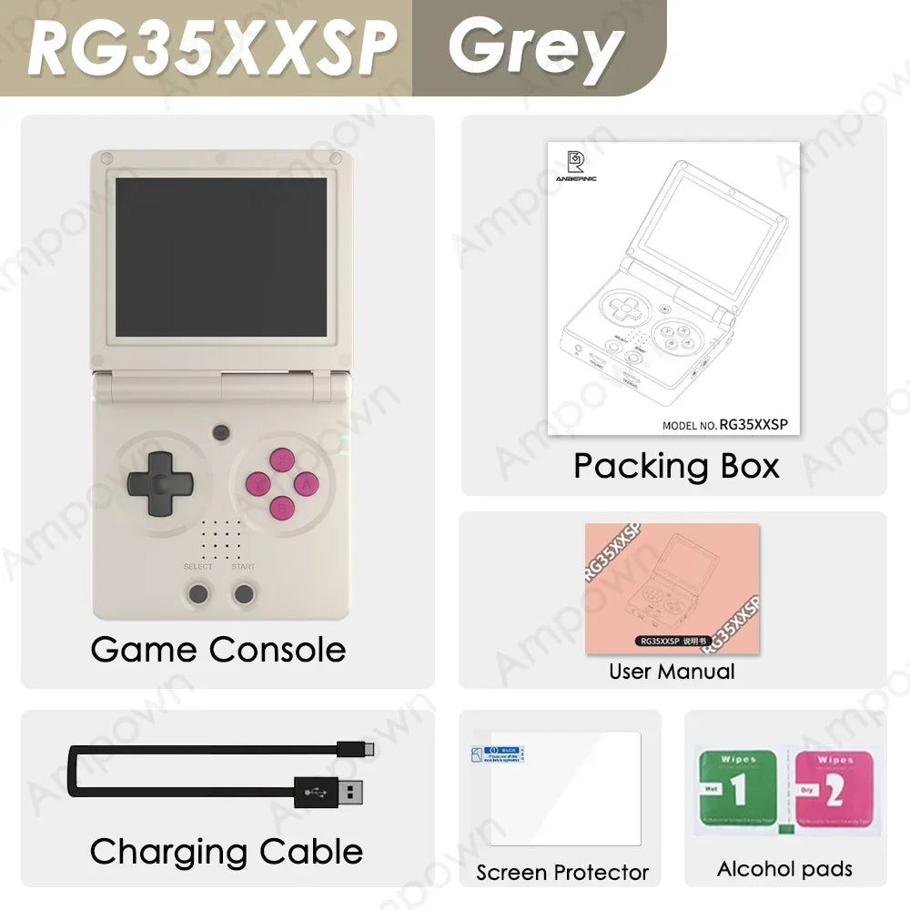 Console pour jeux RETRO ANBERNIC RG35XXSP Flip ,5000 jeux inclus,(possibilité d'installer vos propres jeux favoris) prise ne charge des jeux Game Boy , PS1, NeoGeo, DreamCast, N64...Tous les détails en description !!