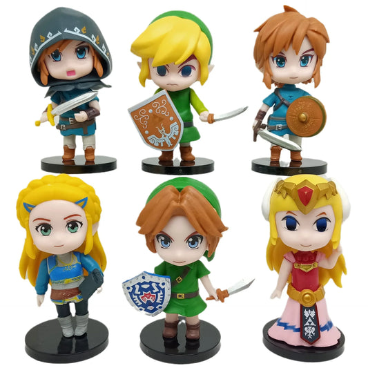 Lot de 6  figurines - Jouets type "The Legend of Zelda" "Link" 10CM environ suivant modèle