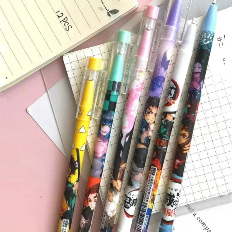 Lot de 6 stylos à encre gel noir univers Type Demon Slayer.