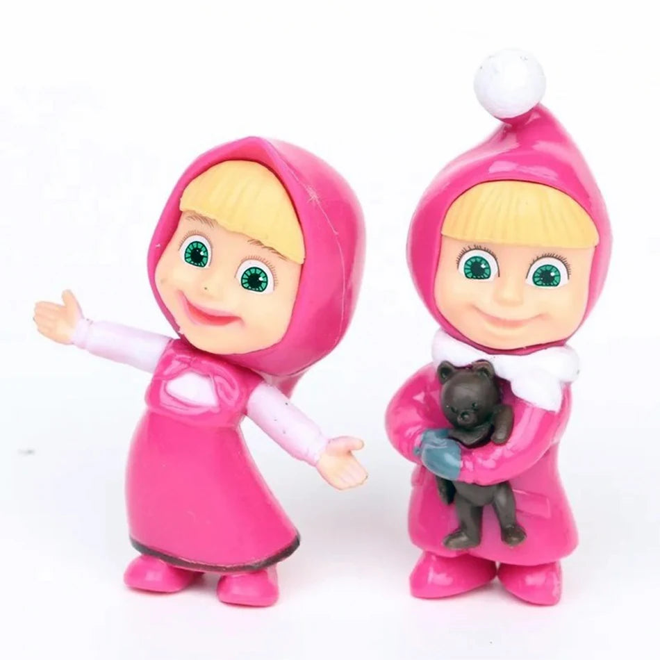 Lot de 10 figurines jouets Masha & Michka au choix 4cm à 7cm