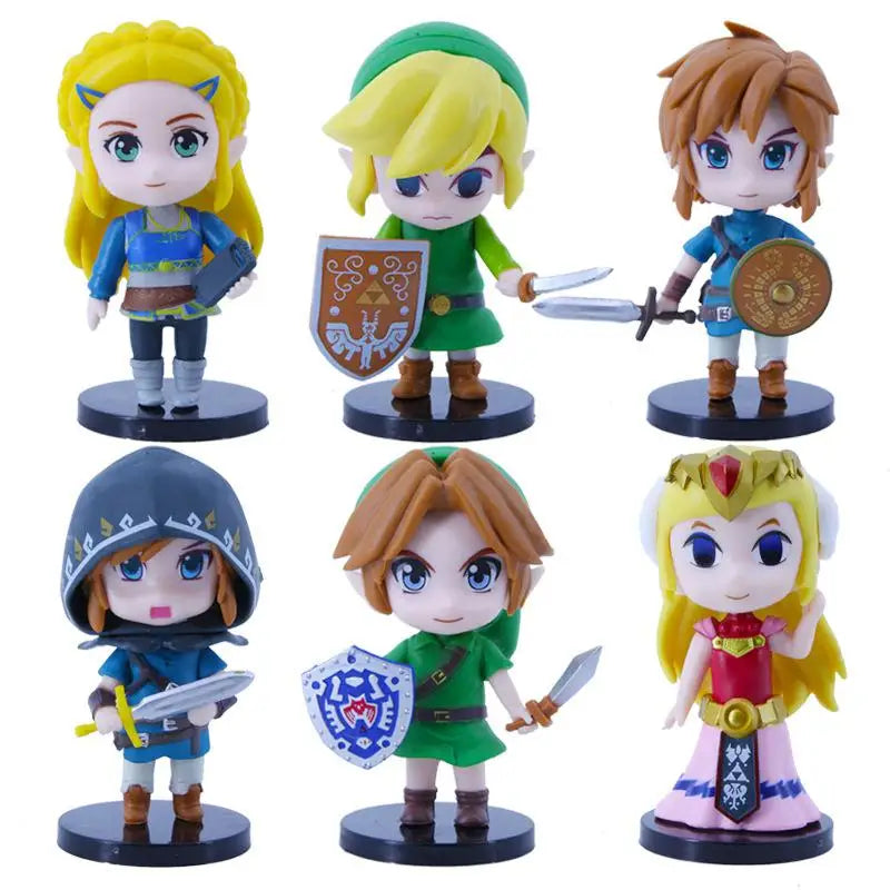 Lot de 6  figurines - Jouets type "The Legend of Zelda" "Link" 10CM environ suivant modèle