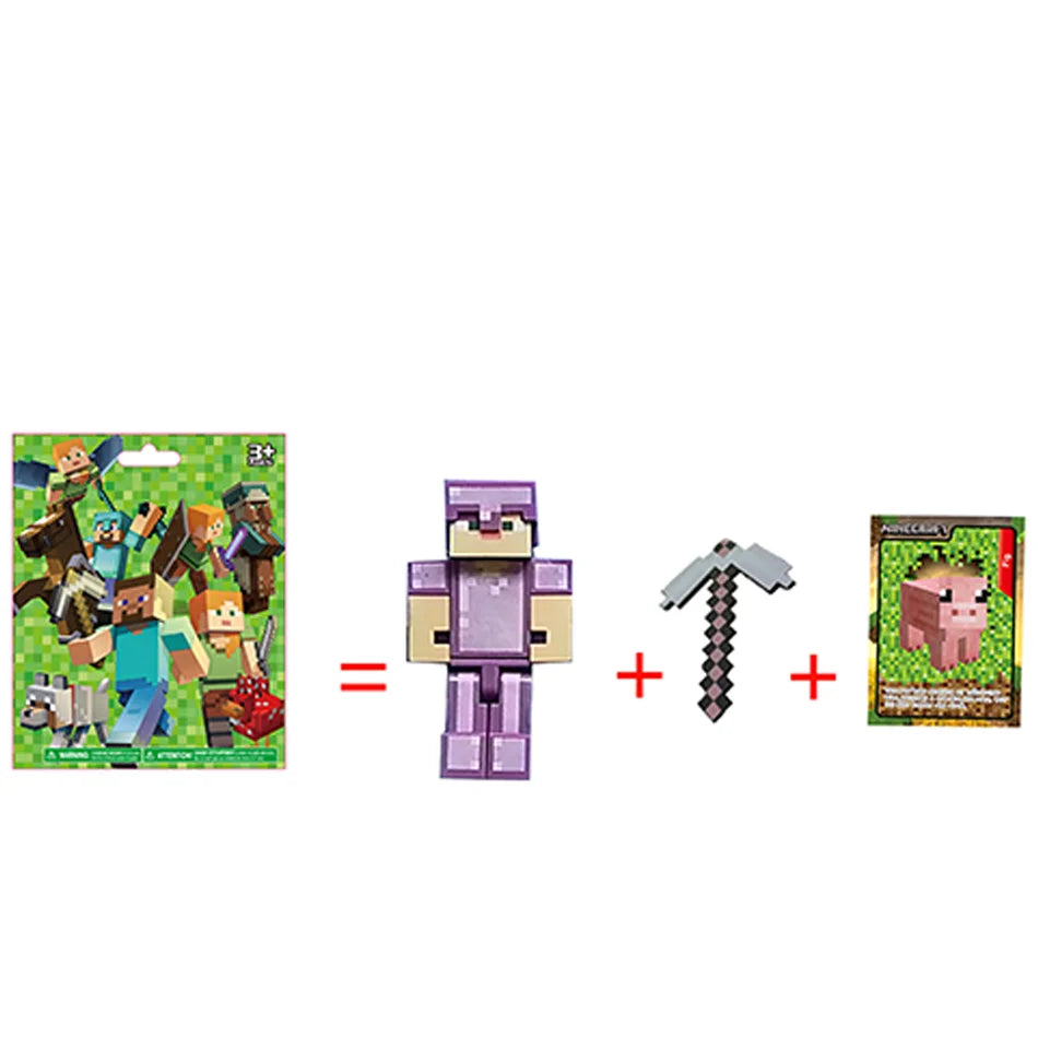 Lot de minis figurines type Minecraft de 5cm à 8cm par 2/4/6/8/10 ou 12