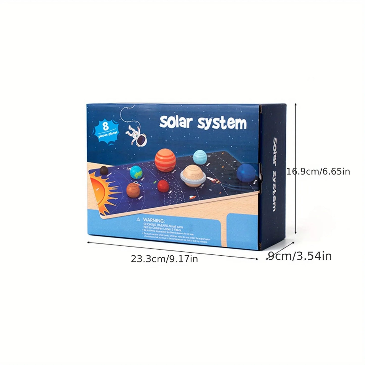 Puzzle en bois Système solaire à assembler 22.5cm*45cm avec planètes en bois, pour l'apprentissage !(3ans+)