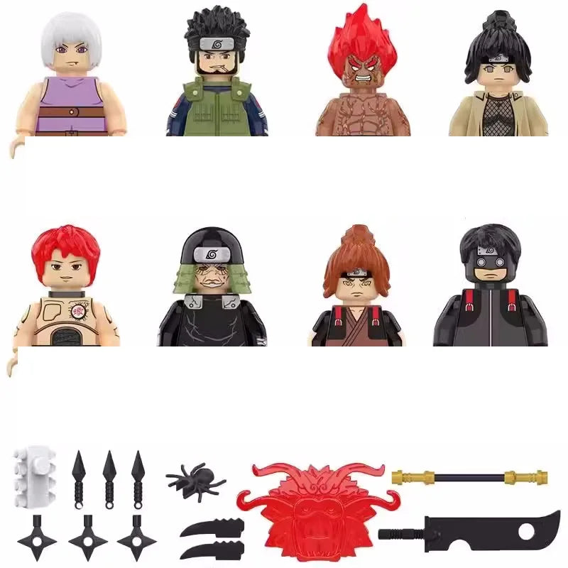 Lot de 8 Mini figurines / jouets Univers Type Naruto au format Lego ! plusieurs choix Disponibles !