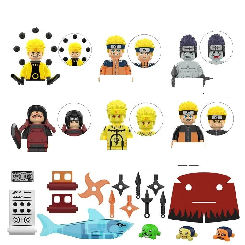 Lot de 8 Mini figurines / jouets Univers Type Naruto au format Lego ! plusieurs choix Disponibles !