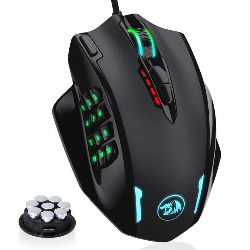 Souris pour PC  filaire modèle Redragon M908 RGB Backlight LED 12400 DPI 18 touches de Programmation