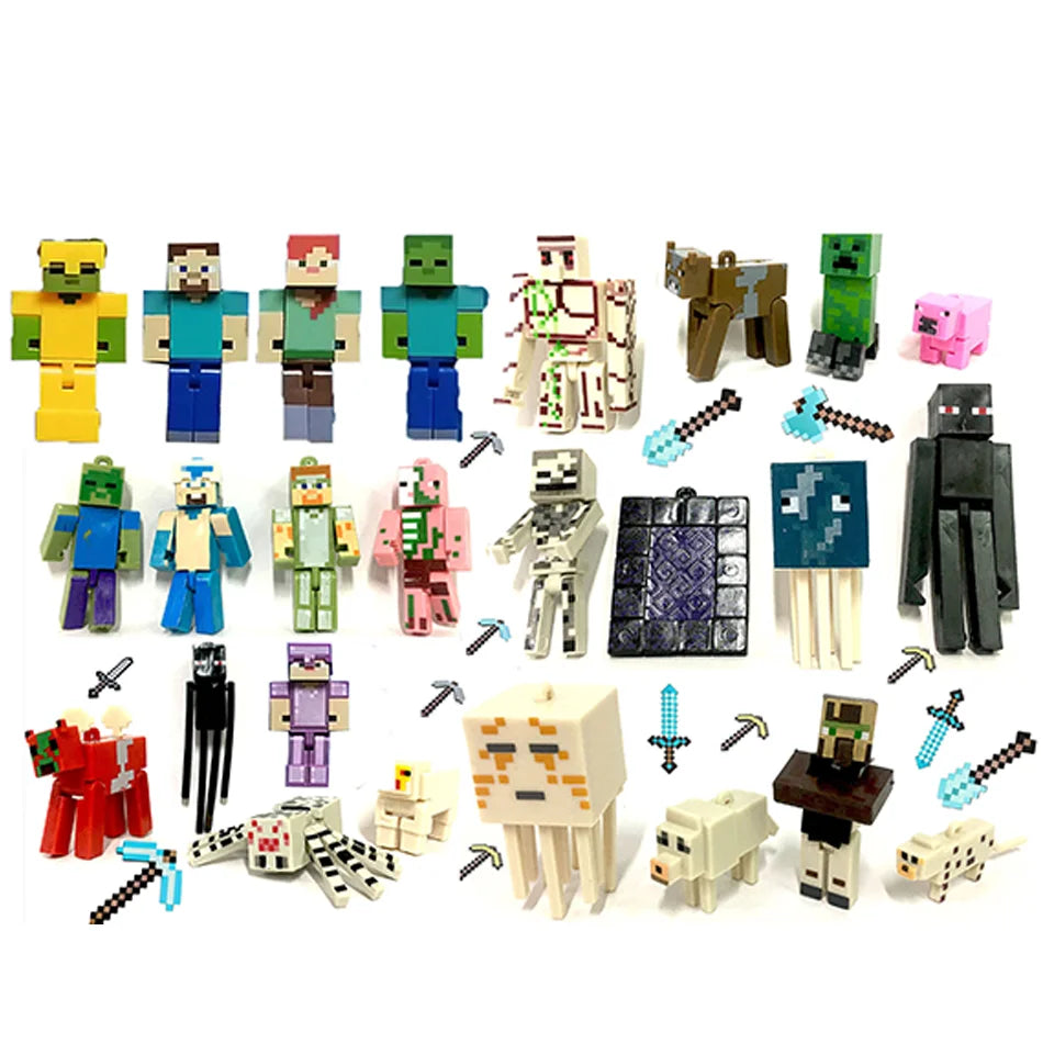 Lot de minis figurines type Minecraft de 5cm à 8cm par 2/4/6/8/10 ou 12