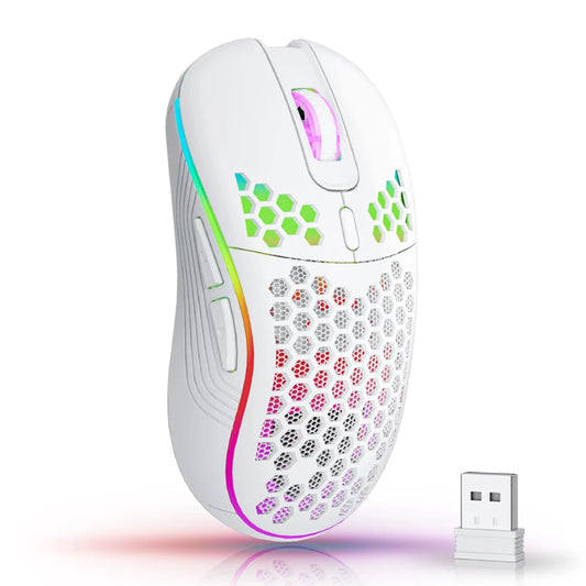 Souris sans file rechargeable éclairage LED , 1600 DPI max , disponible en Blanc ou Noir , bureautique ou jeux occasionnelle.