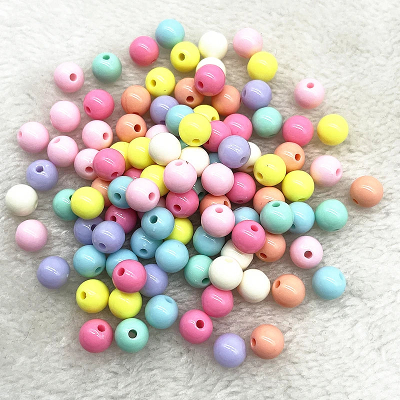 Lot de 50/100 ou 200 Perles plastique acrylique pour fabrication de bijoux fille 4/6/8mm plusieurs coloris au choix