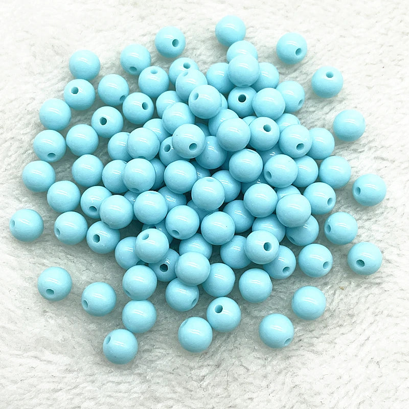 Lot de 50/100 ou 200 Perles plastique acrylique pour fabrication de bijoux fille 4/6/8mm plusieurs coloris au choix