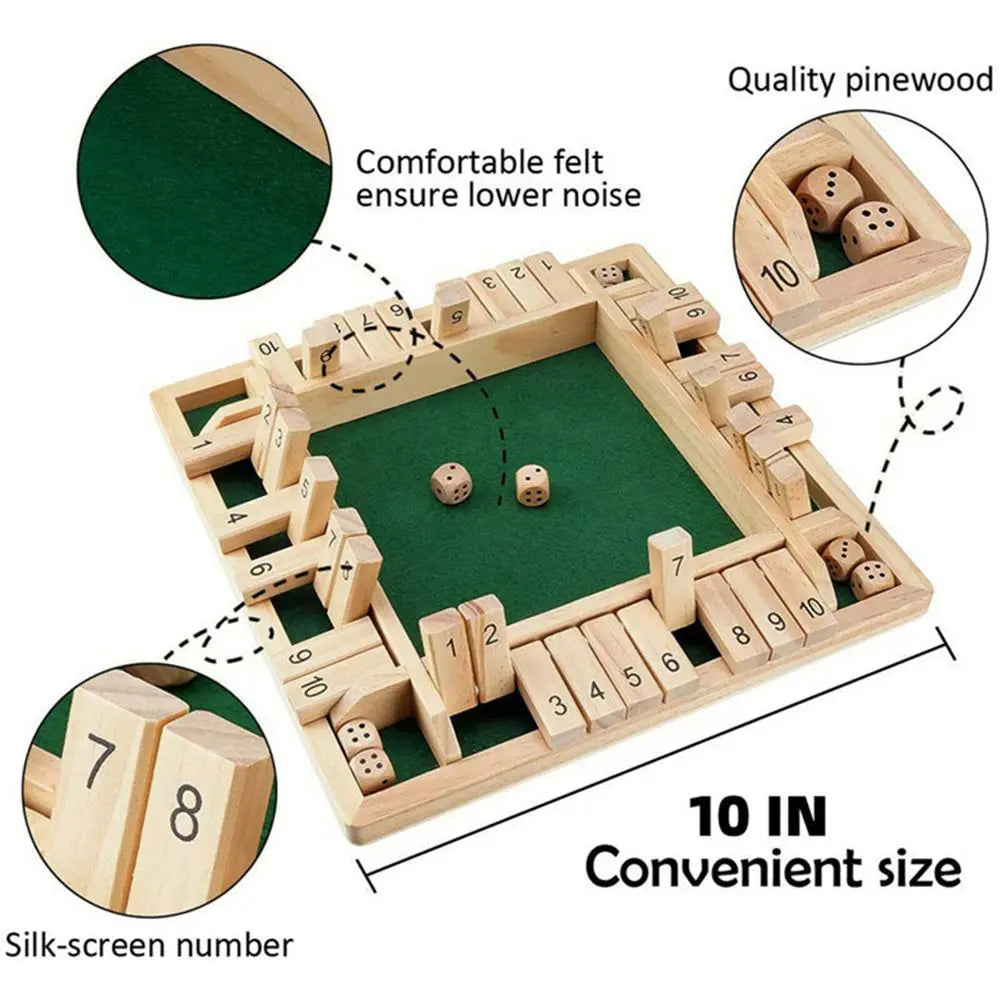 Jeux de société en bois "shut the box dice"