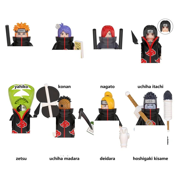 Lot de 8 Mini figurines / jouets Univers Type Naruto au format Lego ! plusieurs choix Disponibles !