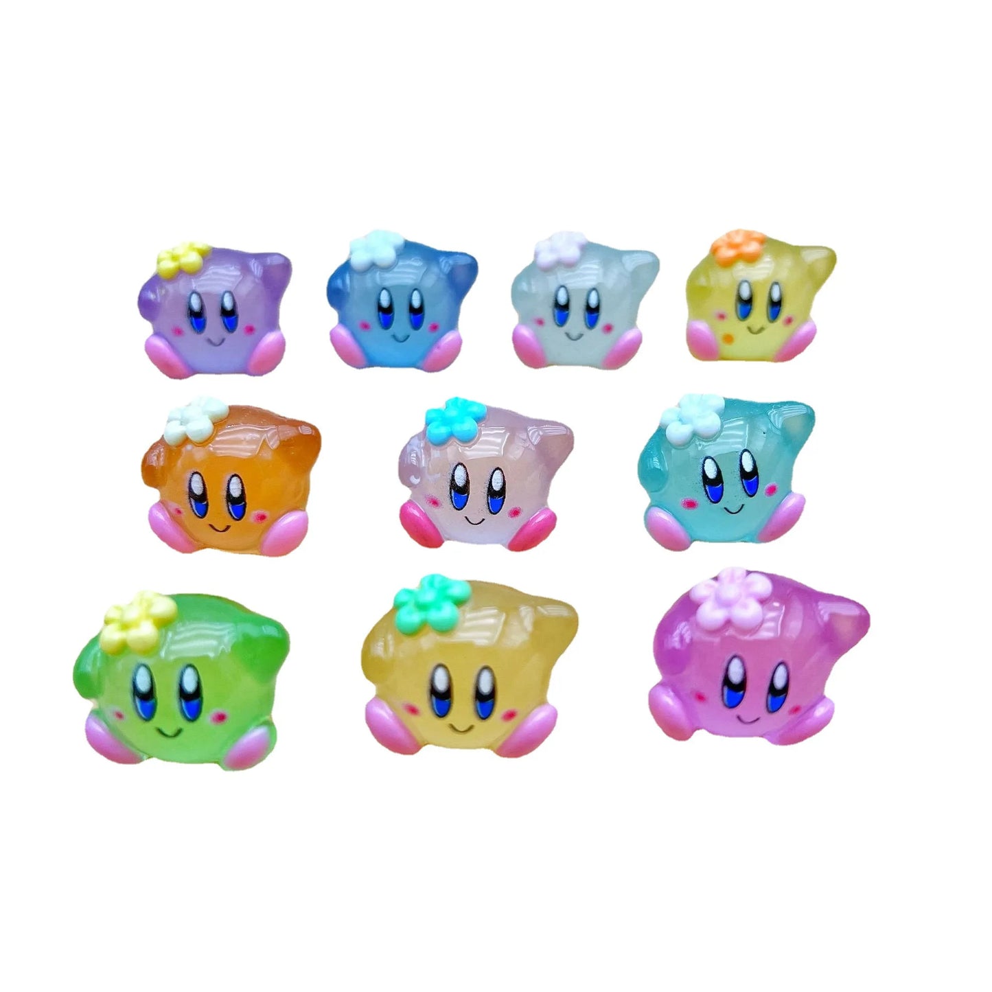 Lot de 10 mini figurines Univers Kirby Aux couleurs aléatoires & fluorescentes la nuit !