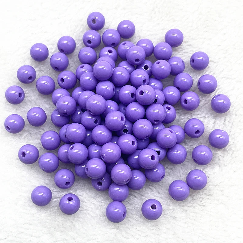 Lot de 50/100 ou 200 Perles plastique acrylique pour fabrication de bijoux fille 4/6/8mm plusieurs coloris au choix