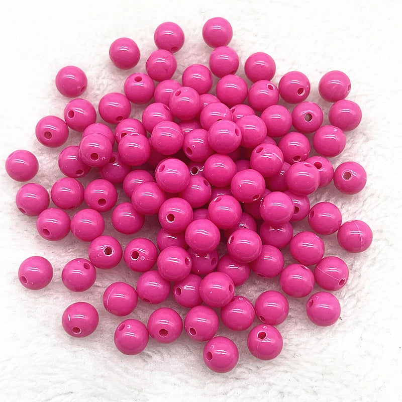 Lot de 50/100 ou 200 Perles plastique acrylique pour fabrication de bijoux fille 4/6/8mm plusieurs coloris au choix