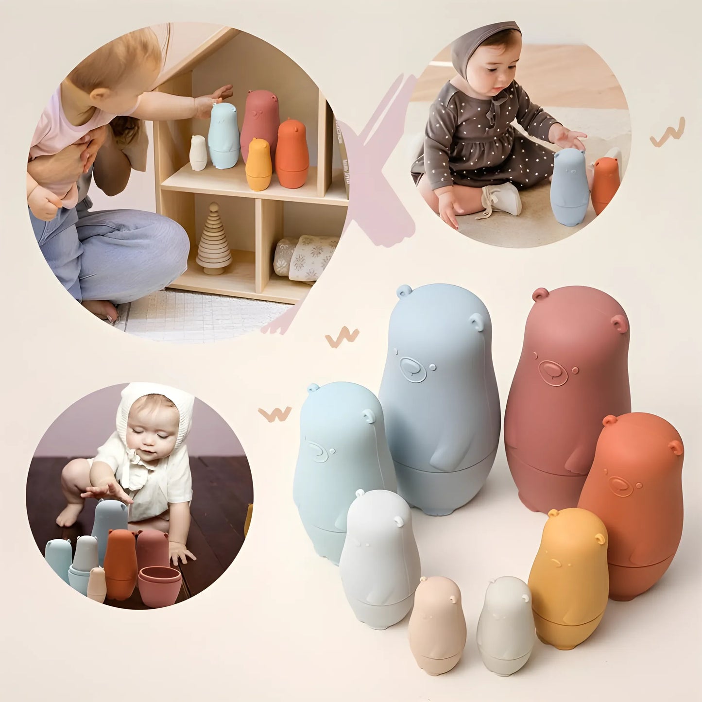 Jouets empilage Bébé 5pcs Silicone